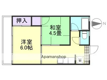 万富ビル(2K/3階)の間取り写真