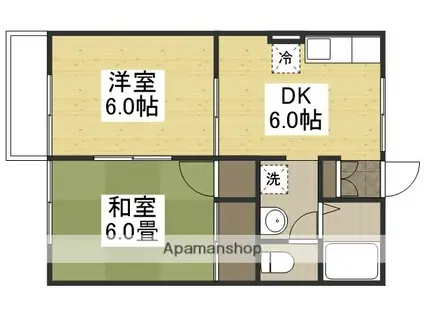 プレジールカトレア(2DK/2階)の間取り写真