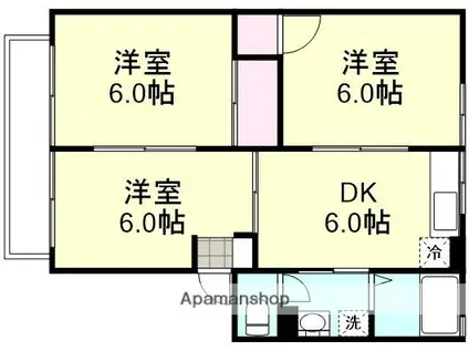 ファミリーハウス(3DK/1階)の間取り写真