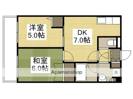 アーバンビュー倉敷カレッジコート(2DK/2階)の間取り写真