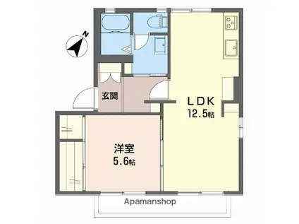 サンフォルテA棟(1LDK/1階)の間取り写真