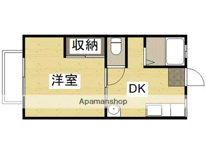 グリーンヒルズM棟(1DK/2階)の間取り写真