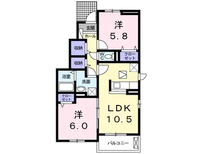 レスペヘリオスA棟(2LDK/1階)の間取り写真