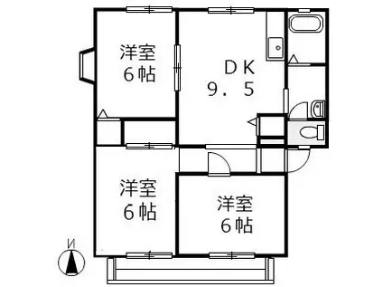 ウインディア浦田 B棟(3DK/2階)の間取り写真