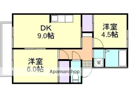 メゾンせとうちB棟(2DK/2階)の間取り写真