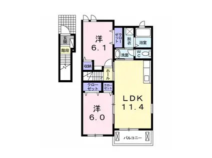 エスポワール21ーA(2LDK/2階)の間取り写真