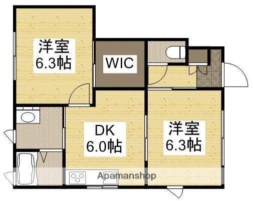 アンソレイユⅡA棟(2DK/1階)の間取り写真
