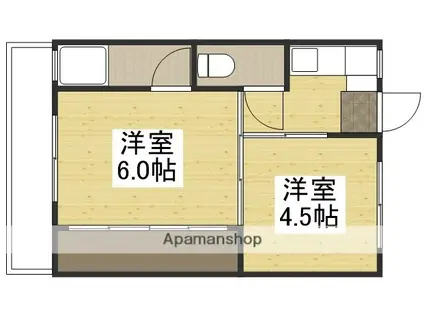 ソラーナ川辺Ⅱ(2K/3階)の間取り写真