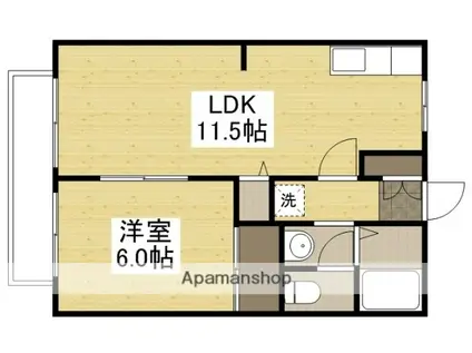 サンガーデン倉敷B棟(1LDK/2階)の間取り写真