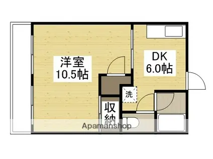 上東コーポ 東(1DK/2階)の間取り写真