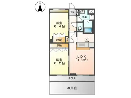 グラシアス(2LDK/1階)の間取り写真