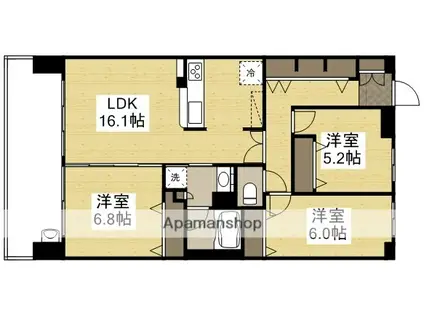 アルファステイツ倉敷寿町Ⅱ(3LDK/9階)の間取り写真