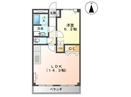 ヴィーブルピア(1LDK/2階)の間取り写真
