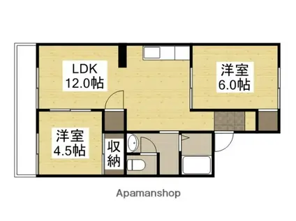 グリーンハイツ塩津(2LDK/1階)の間取り写真