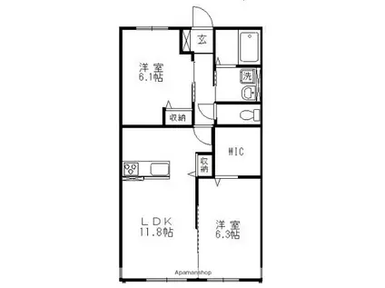 ハイマットⅠ(2LDK/1階)の間取り写真