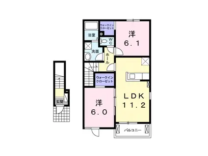 ルミエール C(2LDK/2階)の間取り写真