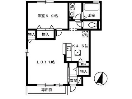グランパ(1LDK/1階)の間取り写真