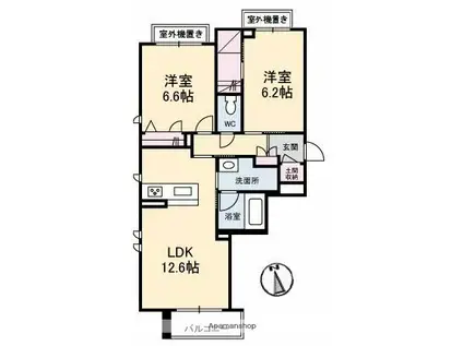 アン フェ ミュール(2LDK/2階)の間取り写真