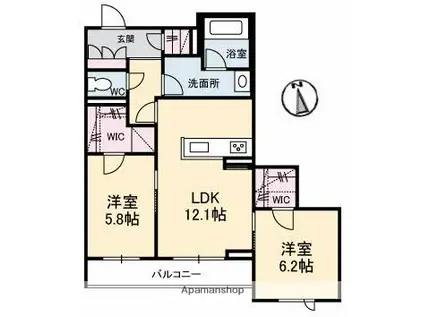フローラ(2LDK/3階)の間取り写真