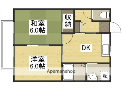 ロイヤルセフィラ(2DK/2階)の間取り写真