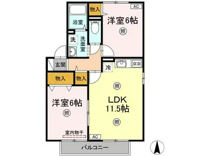 ボナールⅠ(2LDK/2階)の間取り写真