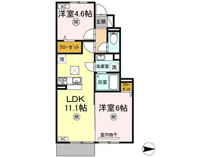 レガーロⅣ B棟(2LDK/1階)の間取り写真