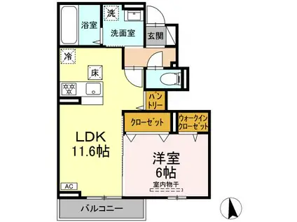 エフフォーリア(1LDK/1階)の間取り写真