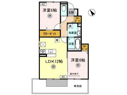 エクセラC(2LDK/1階)の間取り写真