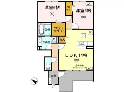 パークサイドレジデンス(2LDK/1階)の間取り写真