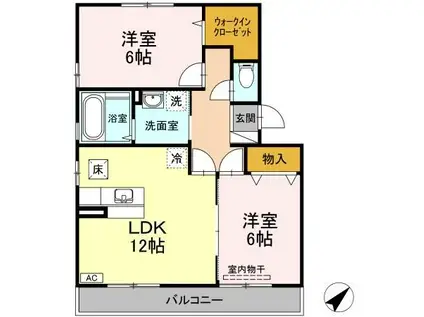 プラシード三宅(2LDK/1階)の間取り写真