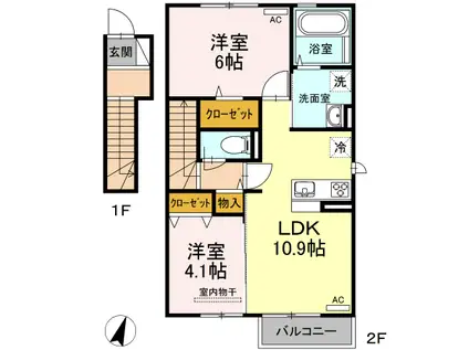 ヴェラビスタ(2LDK/2階)の間取り写真