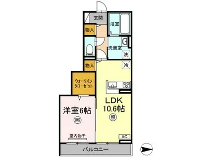 カトーナヴィラ(1LDK/2階)の間取り写真