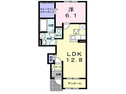 アフロディーテ Ⅱ(1LDK/1階)の間取り写真
