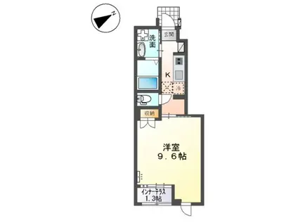 メイグリーン(1K/1階)の間取り写真