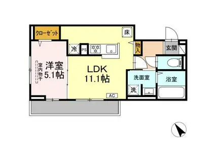 セイル瀬戸(1LDK/1階)の間取り写真