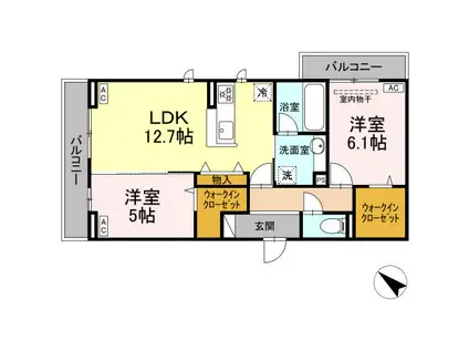 VIA-GRANDE(2LDK/2階)の間取り写真