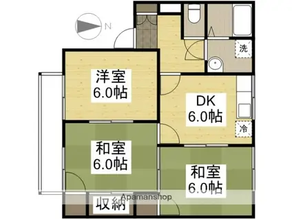 プレジール早島B棟(3DK/2階)の間取り写真