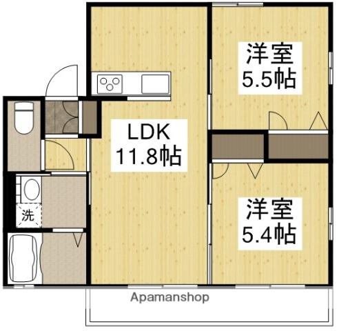 ARPEGEⅡ(2LDK/1階)の間取り写真