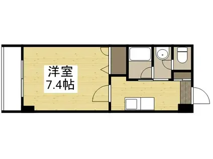 JRBハイツ倉敷(1K/3階)の間取り写真