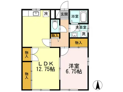 アモロッソS&S(1LDK/1階)の間取り写真
