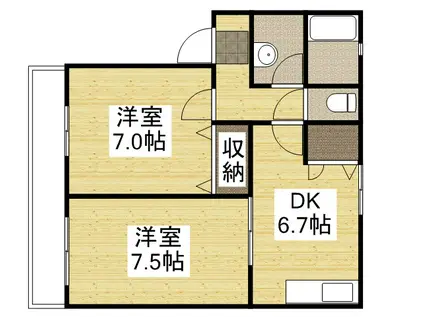 サンパティークB棟(2DK/1階)の間取り写真