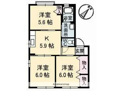 シャーメゾンボヌールⅡ番館(3K/1階)の間取り写真