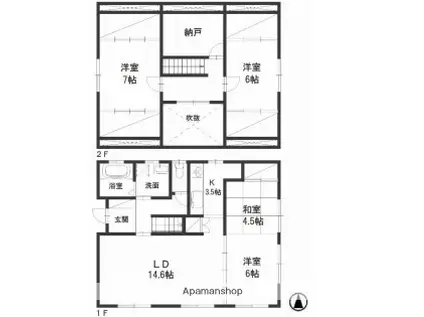 山陽本線 倉敷駅 徒歩28分 2階建 築25年(3SLDK)の間取り写真