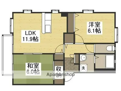 フォブールメールA棟(2LDK/1階)の間取り写真