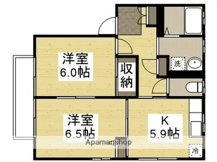 グッドライフ茶屋町B棟(2K/2階)の間取り写真