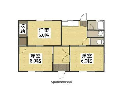 山陽本線 北長瀬駅 徒歩24分 1階建 築42年(3K)の間取り写真