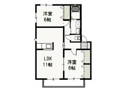 ペアフィールドA(2LDK/2階)の間取り写真