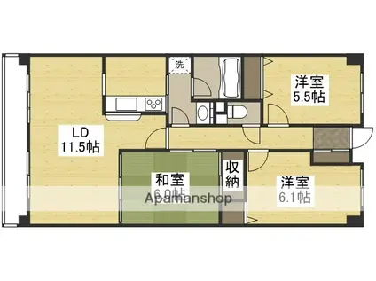 アルファステイツ老松町弐番館(3LDK/6階)の間取り写真