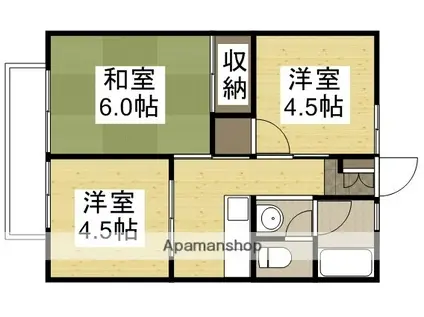 シティハイム吉岡B棟(3K/2階)の間取り写真