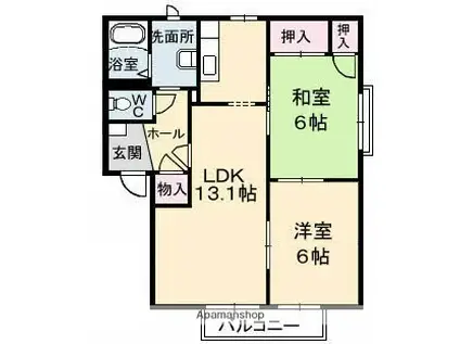 コーポアルカディアA棟(2LDK/1階)の間取り写真